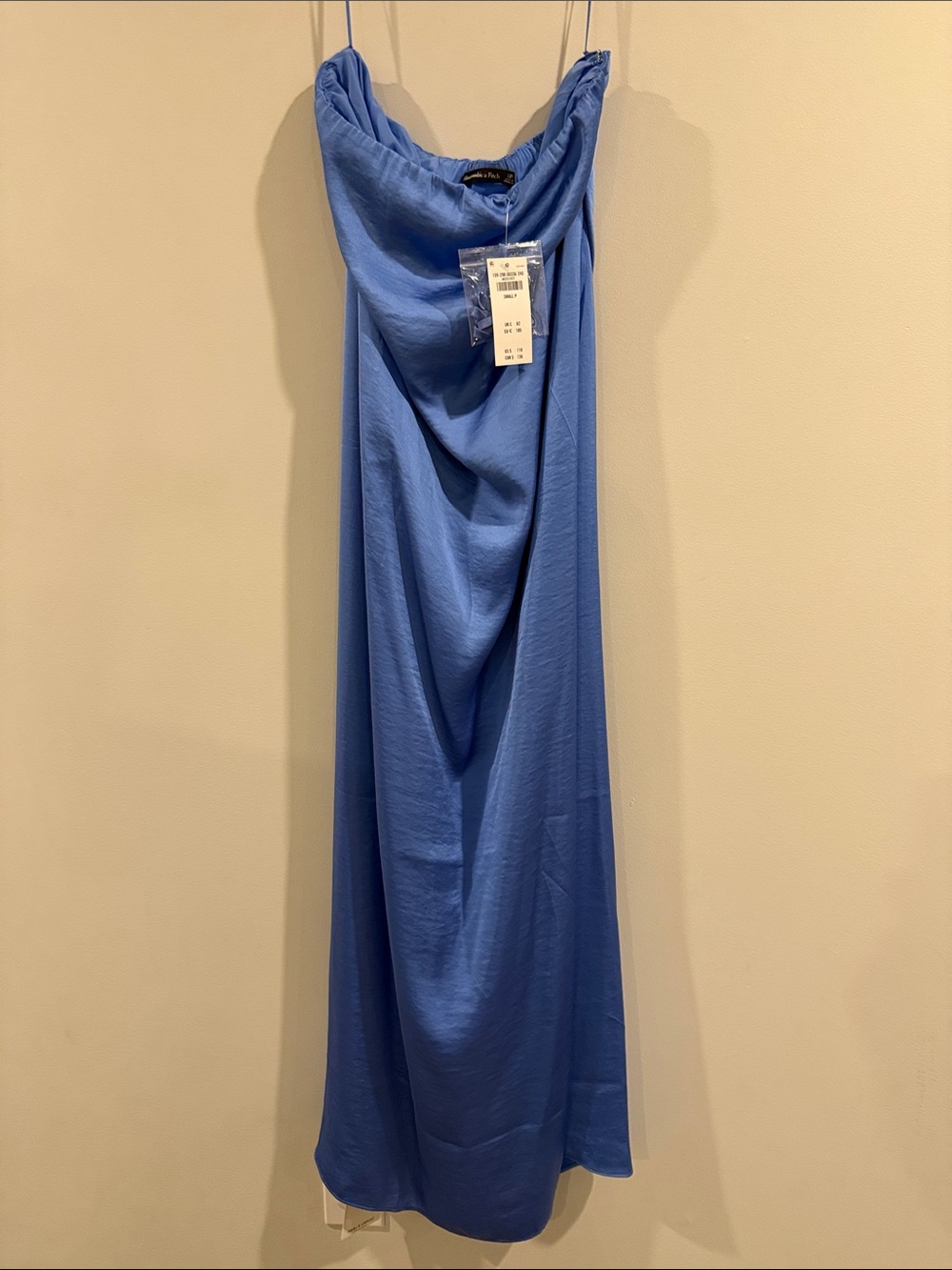 Abercrombie Strapless Midi Dress in Blue, Size Small Petite (NWT)